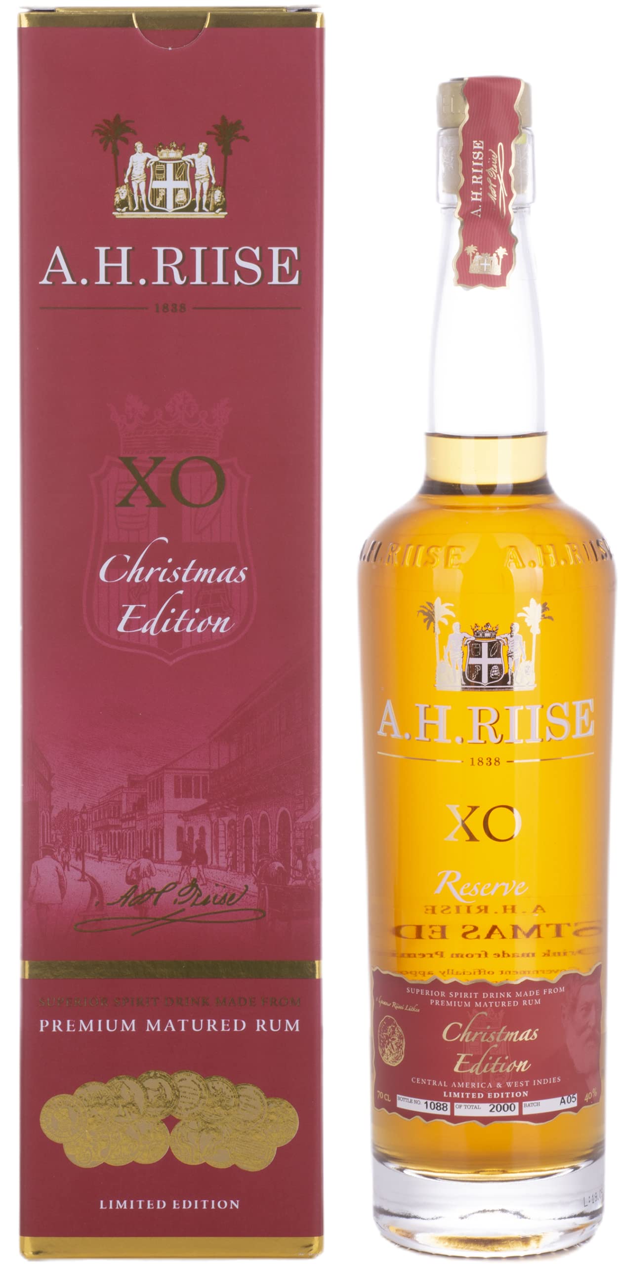 A.H. Riise X.O. Reserve Christmas Superior Spirit Drink 40% Vol. 0,7l in Geschenkbox