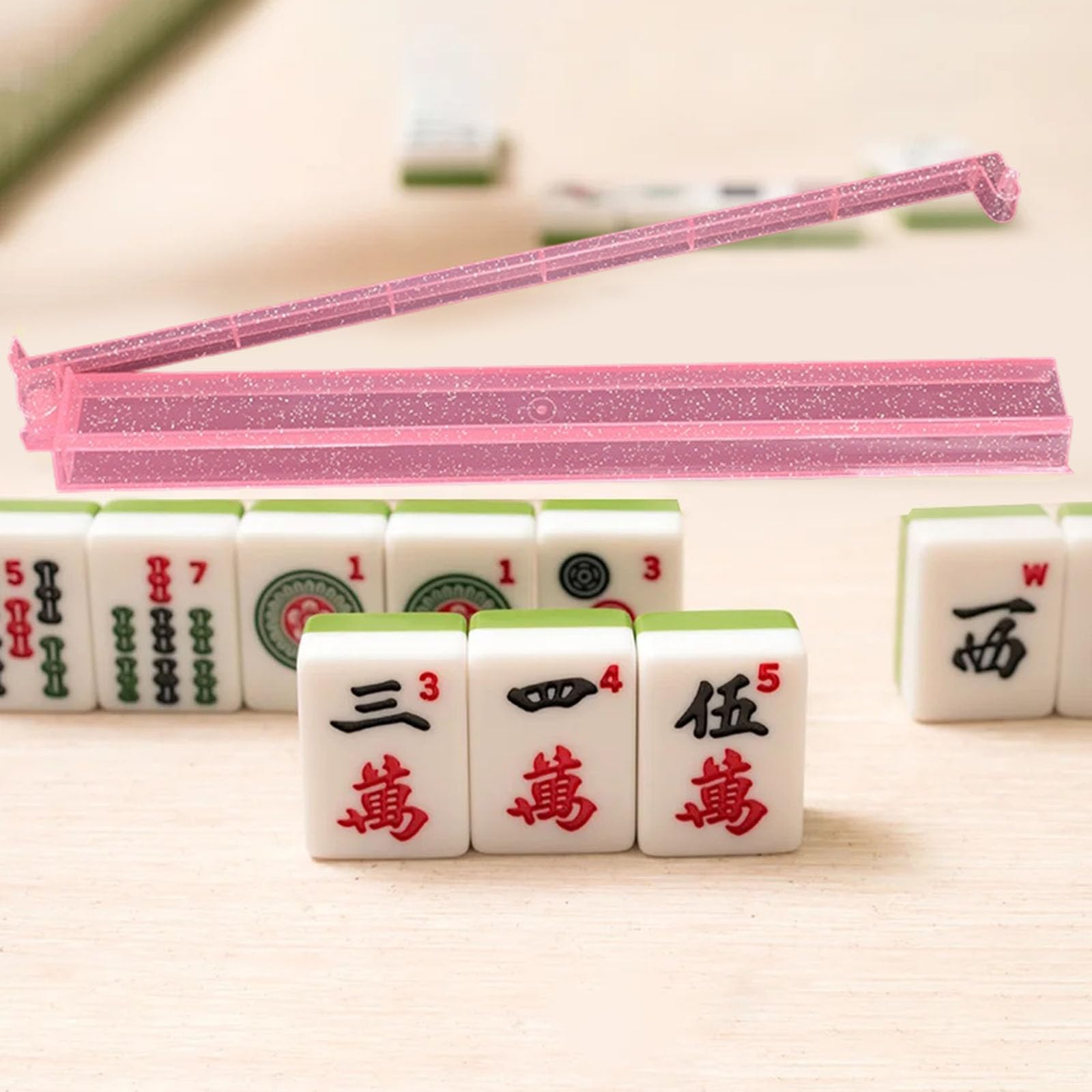 Lot de 4 supports Mahjong élégants en acrylique avec poussoir, organiseur de carreaux, pour activités de fête décontractées, professionnelles
