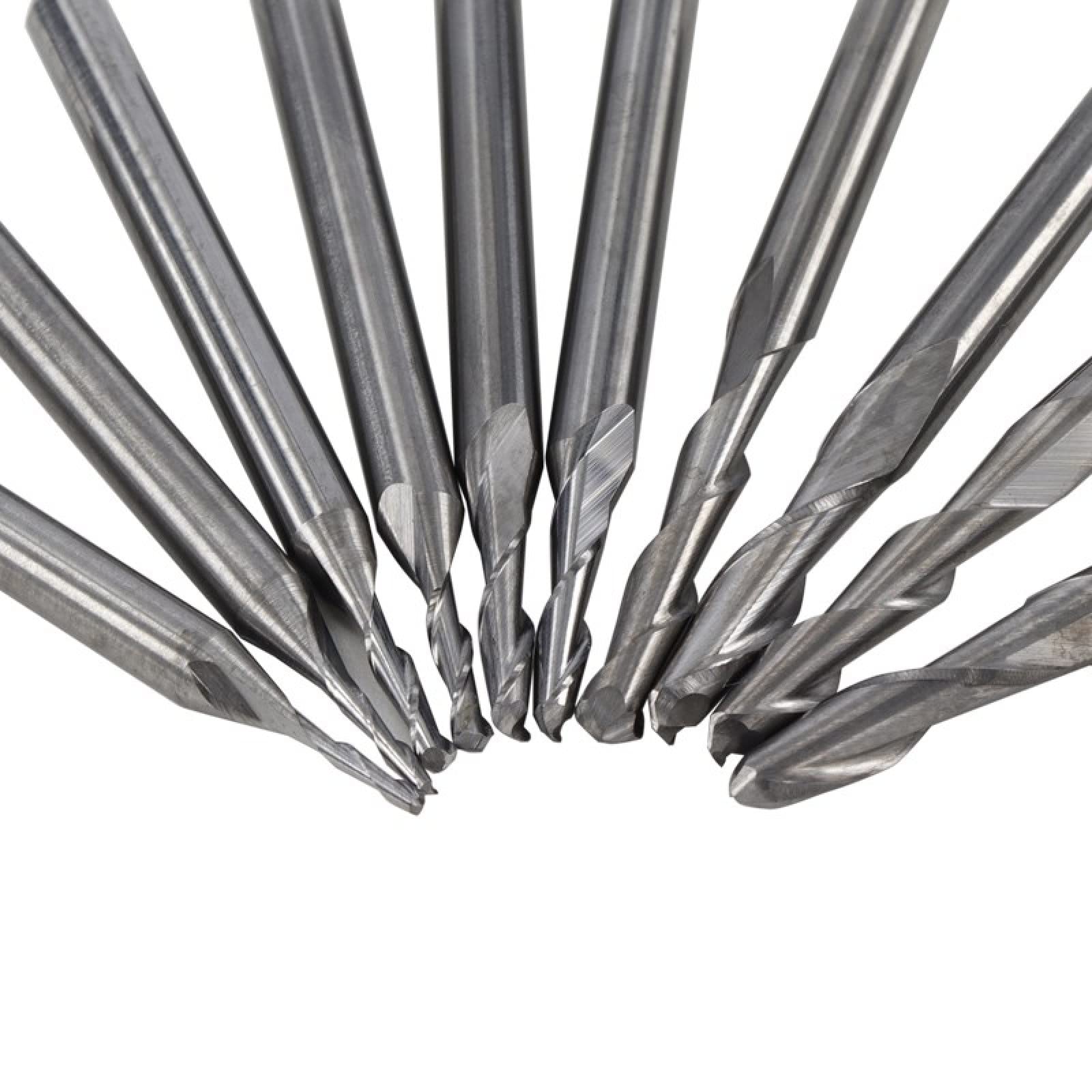 3.175mm Shank Ball Nose End Mill 2Flute Spiral Router Bits 10pcs,1.0x3.175x6mm