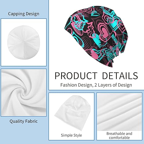 Miniatura 3 de LAIPUTER Gorro de punto de quimioterapia cerrado estándar holgado holgado con calavera para mujeres y hombres