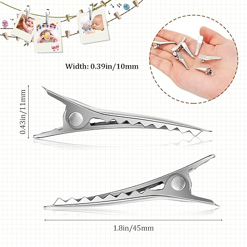 Miniatura 2 de 200 pinzas para el cabello de cocodrilo de metal plateado, pinzas para el cabello con pico de pato, pinzas para el cabello para mujeres y niñas,