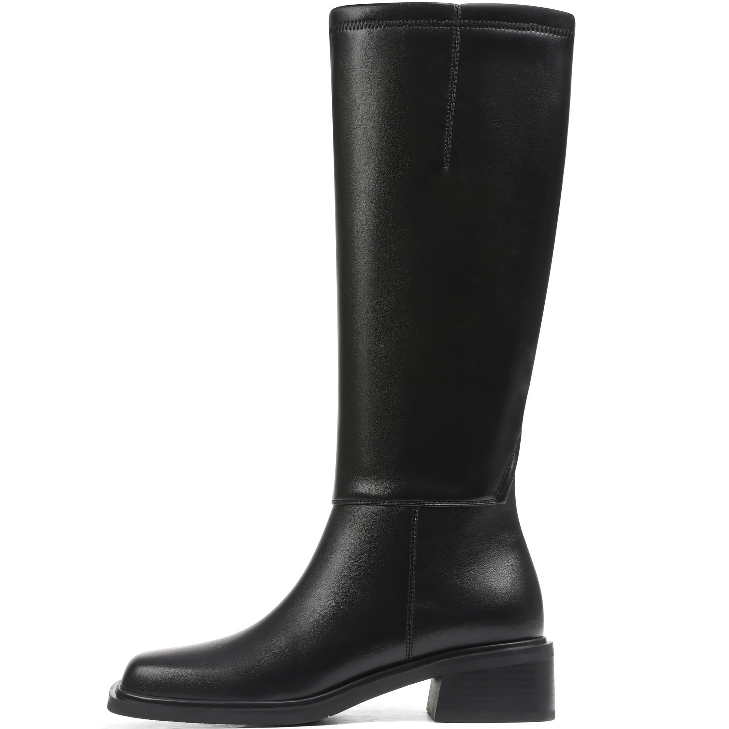 Lovee Cosee Knee High Boots for Women 2025 Low Heel Square Toe Flat Boots with Side Full Zipper
