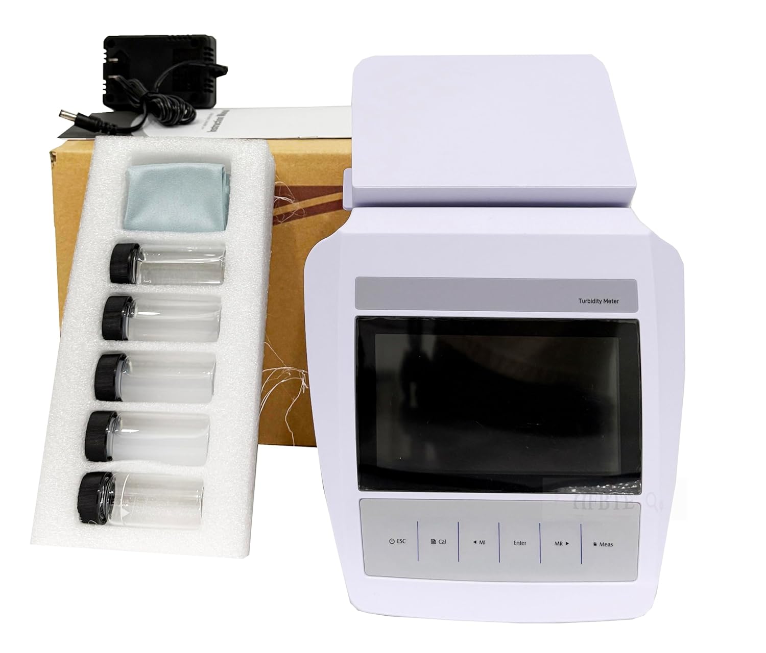 Benchtop Turbidity Meter Turbidimeter Nephelometer with Total Suspended Solids Measurement Mode Formazine Standard Turbidity Solution Range 0~2000 NTU/FNU 0~500 EBC 0~9999 ASBC USB Interface