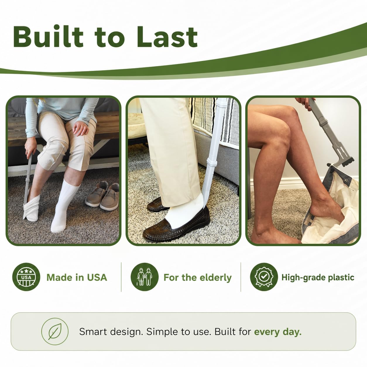 Calzador y removedor de calcetines de mango largo (26 pulgadas), ayuda grande para vendajes para personas mayores, ancianos, discapacitados, nutria para calcetines Easy To Use Products