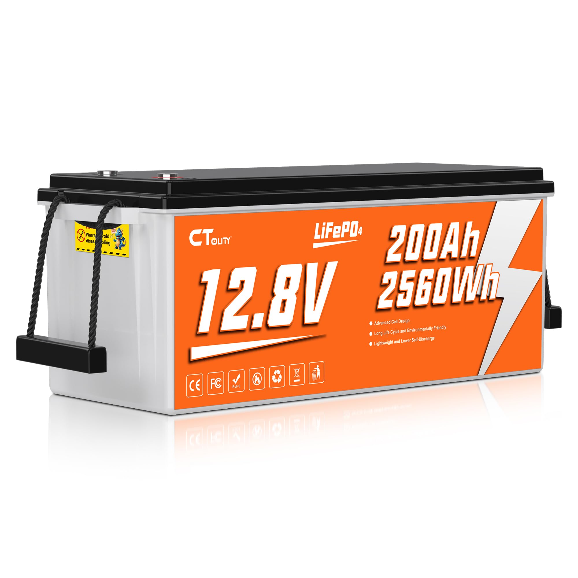Batería de Litio 12V 200Ah, Batería LiFePO4 12V para Kayak con BMS 200A, Bateria Litio Recargable de Ciclo Profundo con más de 4000 ciclos, para Sistemas Solares, Barcos, Caravanas, Camping