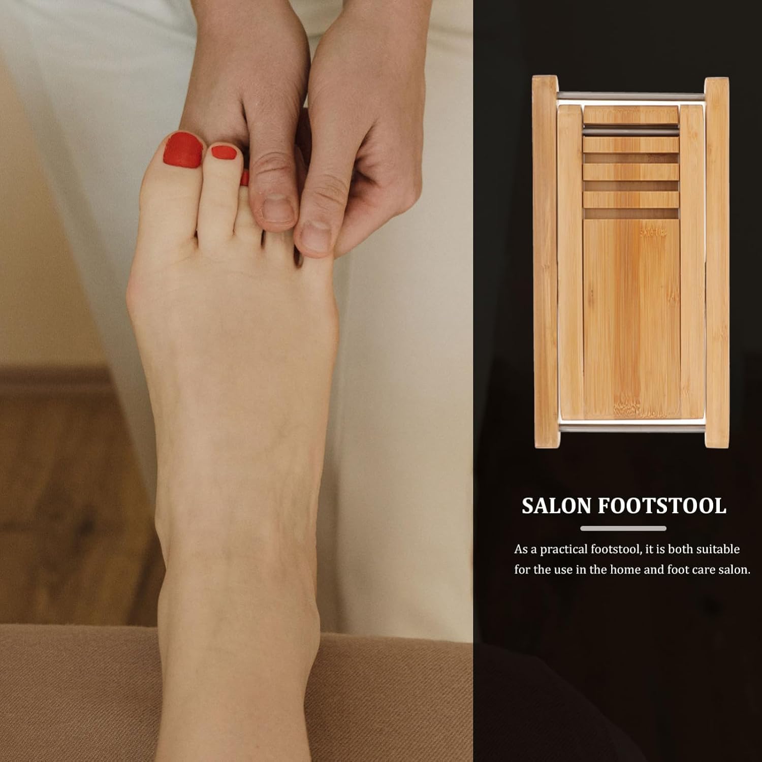 Adjustable Guitar Foot Stool Wood 4 Level Height for Classical
