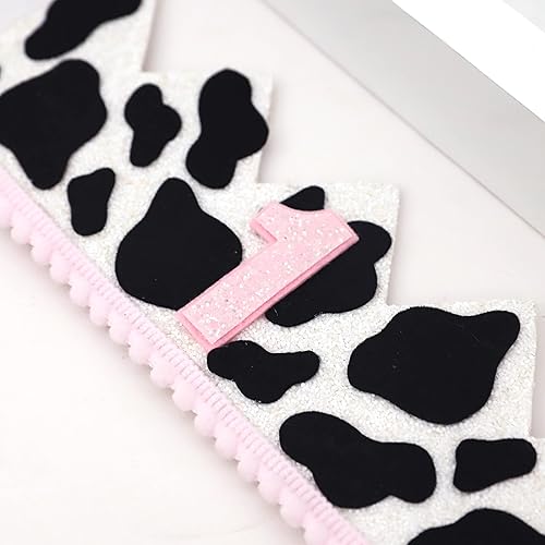 Miniatura 8 de Sombrero de corona de vaca para niña – Suministros de fiesta de primer cumpleaños con temática agrícola y occidental, accesorios de cabina de fotos,