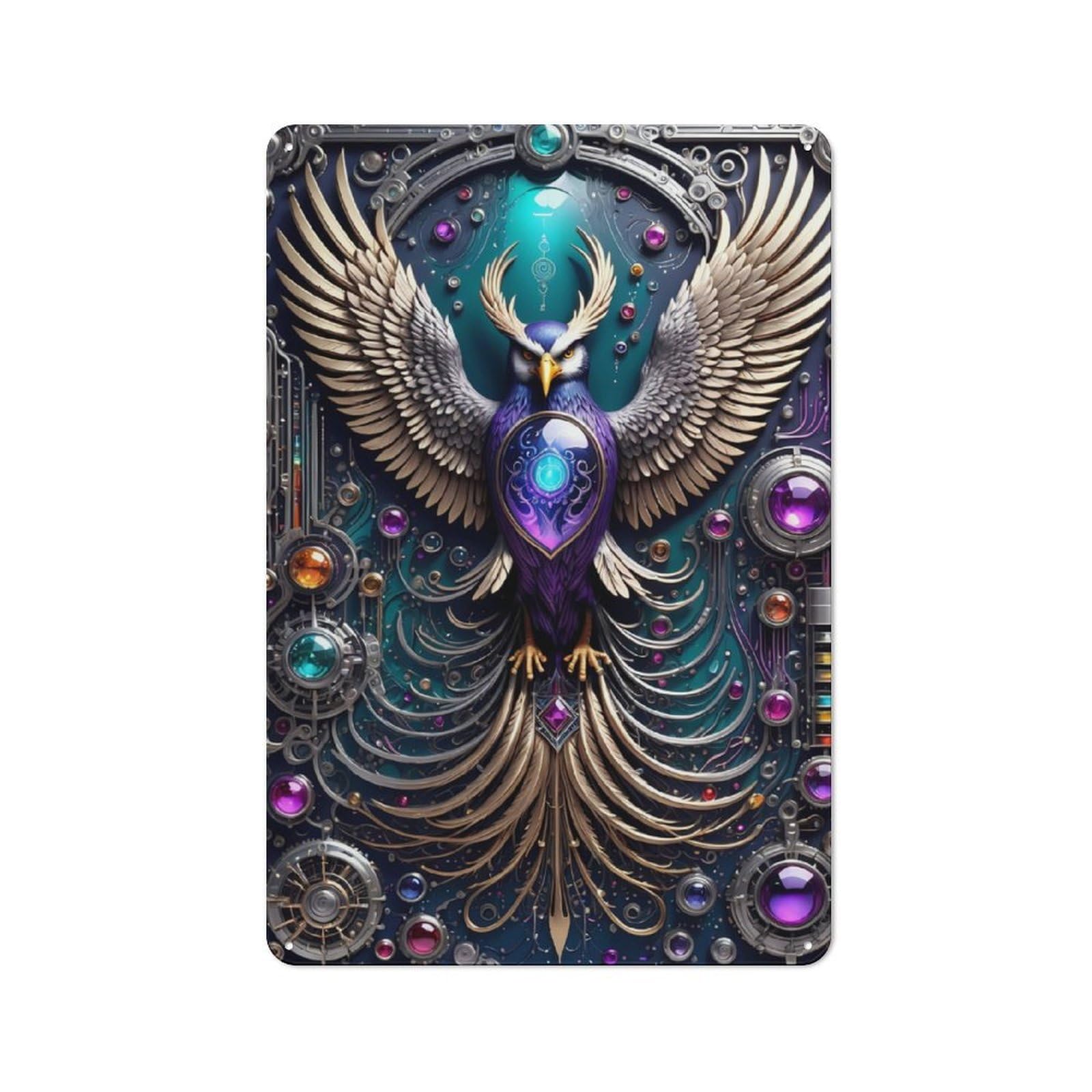 Junmoney Ethereal Owl Technology Tin Wall Sign With Design 30X20cm, Classic Diner Style Decor For Bakery, Diner, Cafe Or Family Room