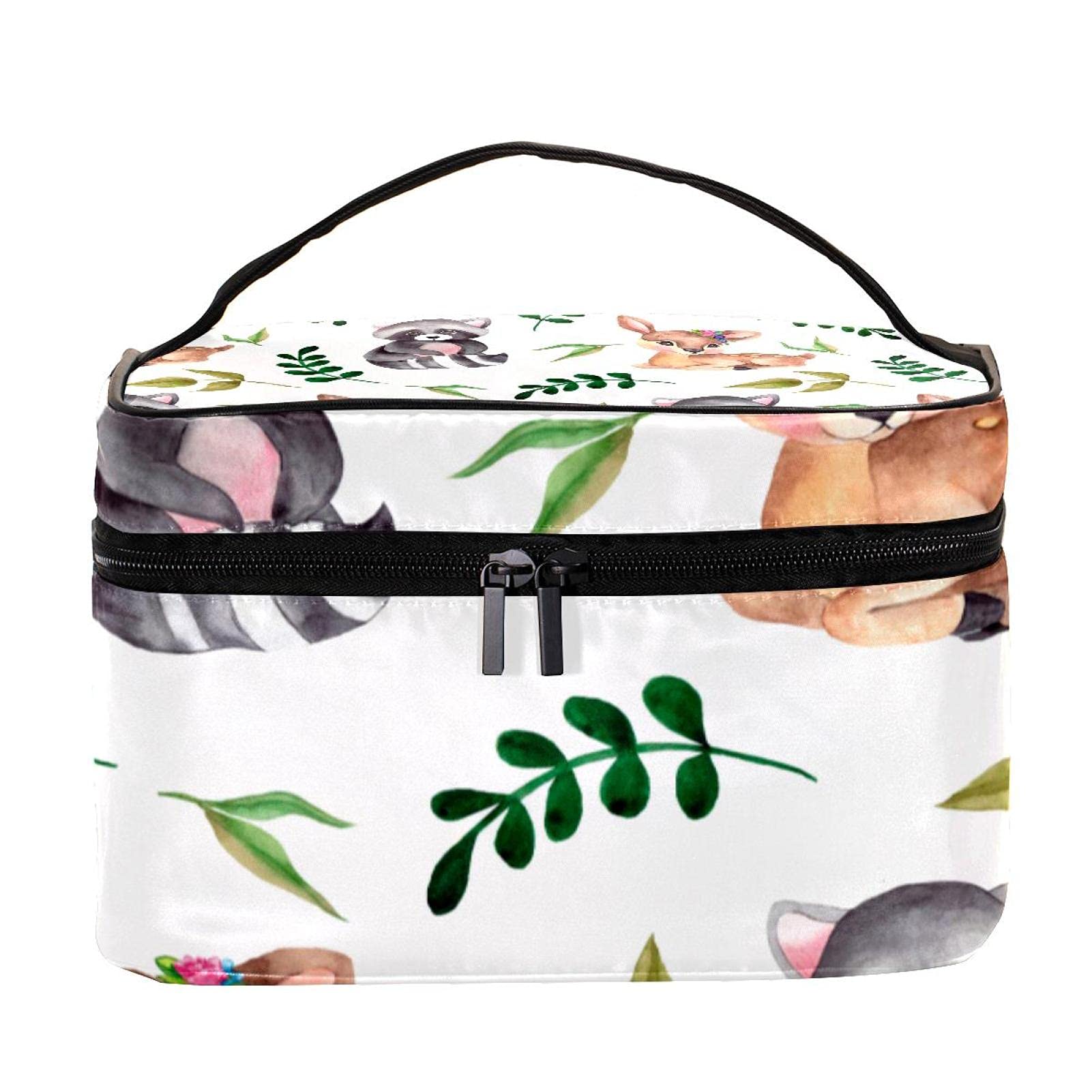 WARMFMCute Raccoons Deers Makeup Bag Portable Cosmetic Bags for Women Girls