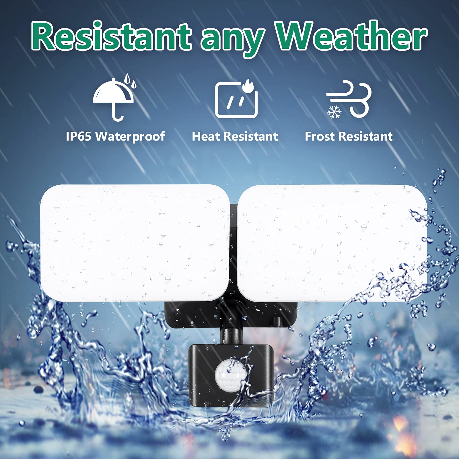 Haian 20W 5000K Plug-in Motion Sensor Outdoor Light – Dual-Headed LED Security Floodlight, 1800LM, IP65 Waterproof For Garage, Pathway, Porch & Yard