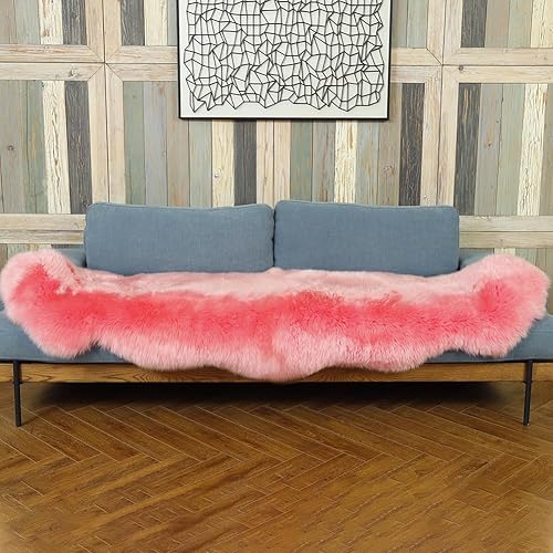 Vista 140 de Alfombra de piel de oveja auténtica de alta calidad, piel de oveja australiana, esponjosa, de lujo, natural, de piel de cordero esponjosa, funda