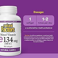 Vista 3 de Natural Factors Vitamina E mixta de 134 mg (200 UI) – Suplemento antioxidante para apoyo cardiovascular – Sin ingredientes artificiales – Sin