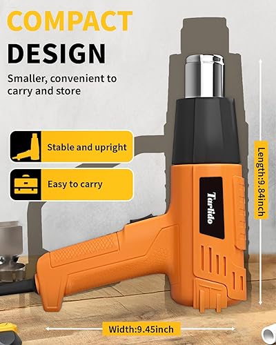 Miniatura 5 de Pistola de calor de 1500 W, 572 F-932 F (572.0 F-932.0 F) Kit de pistola de aire caliente de calentamiento rápido, control de temperatura variable,