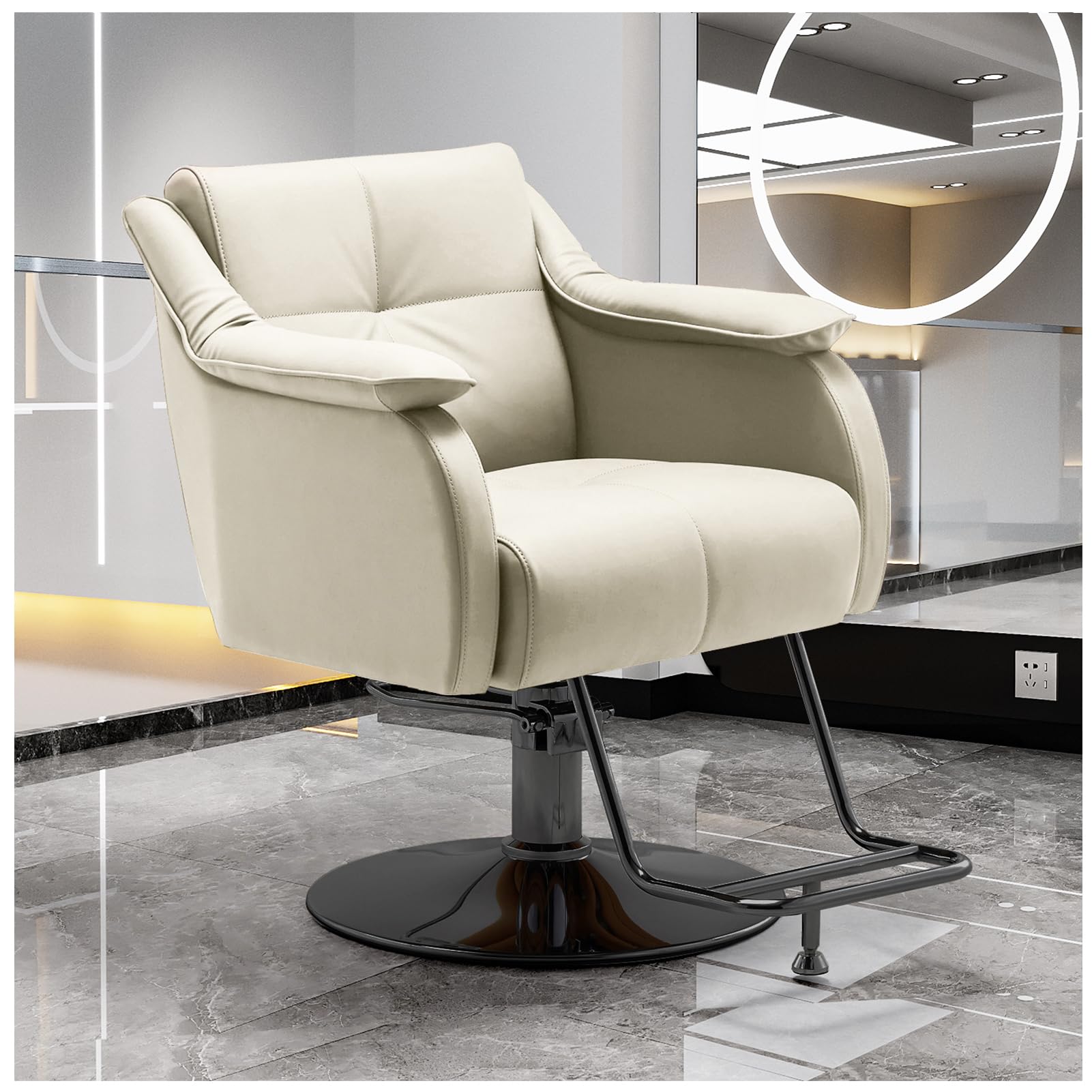 Sedia da barbiere regolabile per uomini e donne, stile vintage, stile retrò, seduta imbottita in pelle, mobili da parrucchiere, attrezzatura professionale per taglio dei capelli