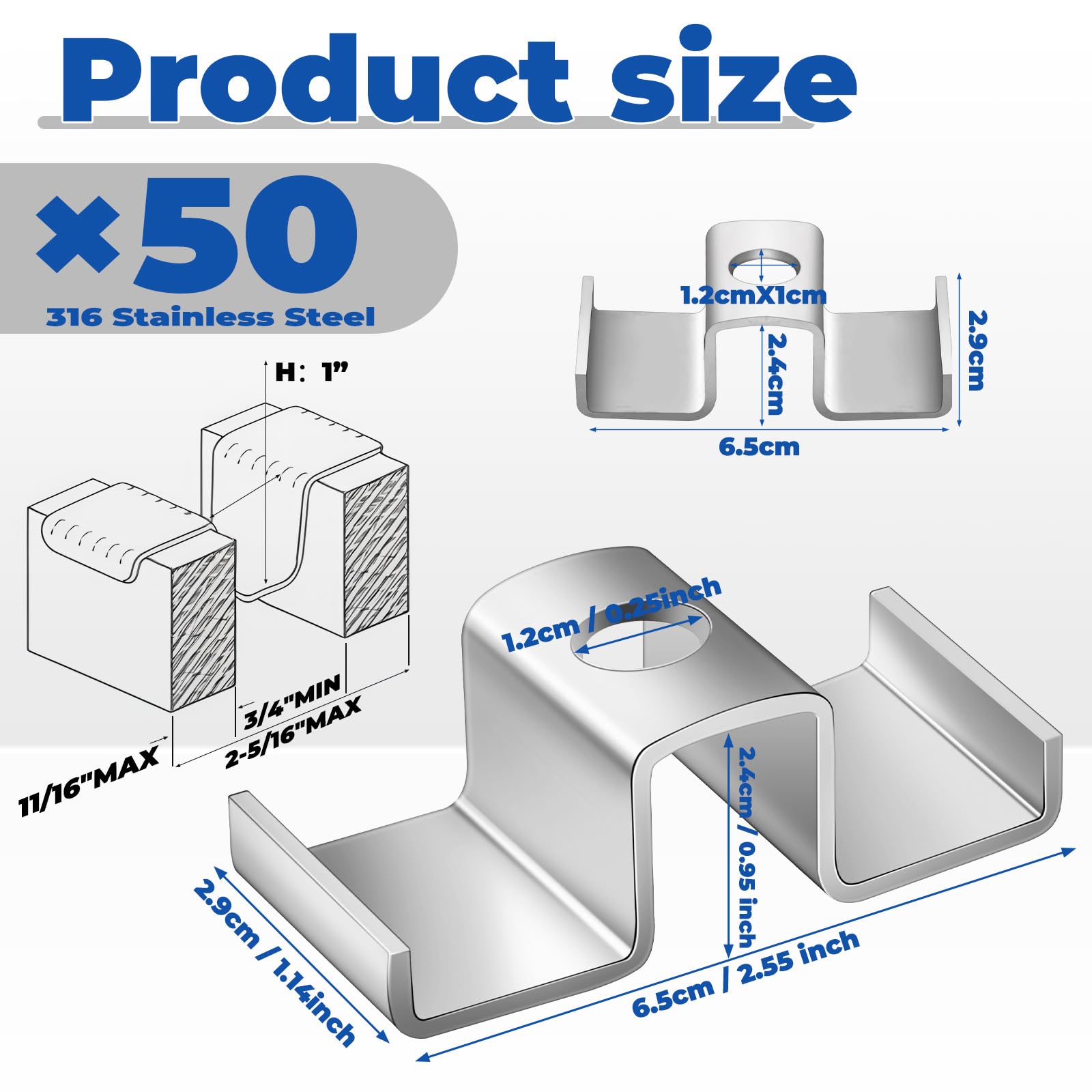 Walkway Clips Snapklik.com : 50 Pcs Saddle Clips For Grating 316 Stainless Steel Bar ...