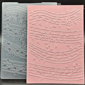 Plastic Embossing Folder A6 Size Music Staff Pattern Paper Crafts Plastic Textured Impressions for Card Making Scrapbooking
