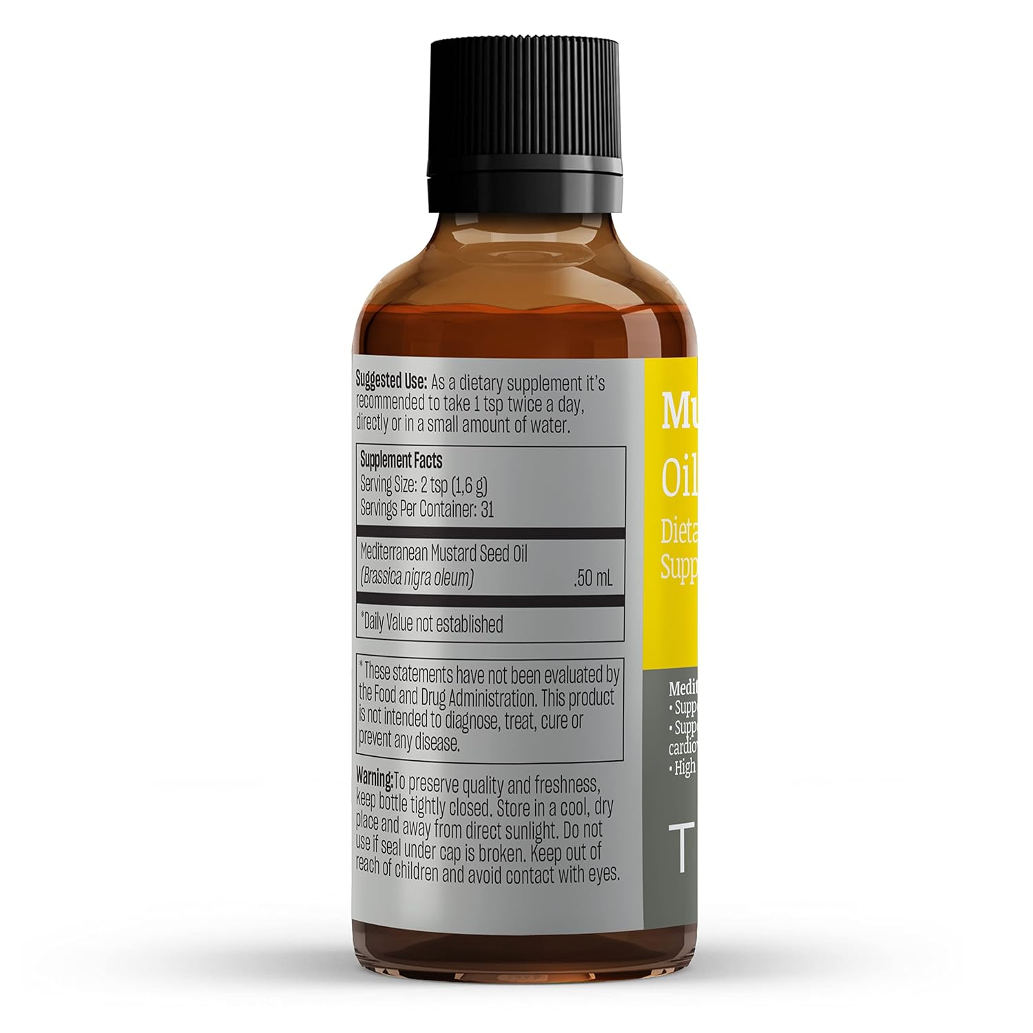 TALYA Herbal Pure Mustard Oil (Brassica nigra oleum) 100% Natural Pure Cold Pressed Oil 50ml (1.7 oz) glass bottle