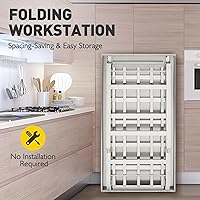 Vista 4 de Mesa plegable de acero inoxidable de 48 x 24 pulgadas para preparación y trabajo, isla de cocina de acero inoxidable comercial resistente NSF