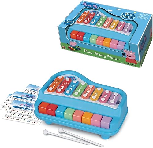 Miniatura 5 de Peppa Pig Piano Play Along - Paino y xilófono 2 en 1, 8 notas y llaves, incluye 4 tarjetas de canciones y 2 mazos, juguetes educativos de música