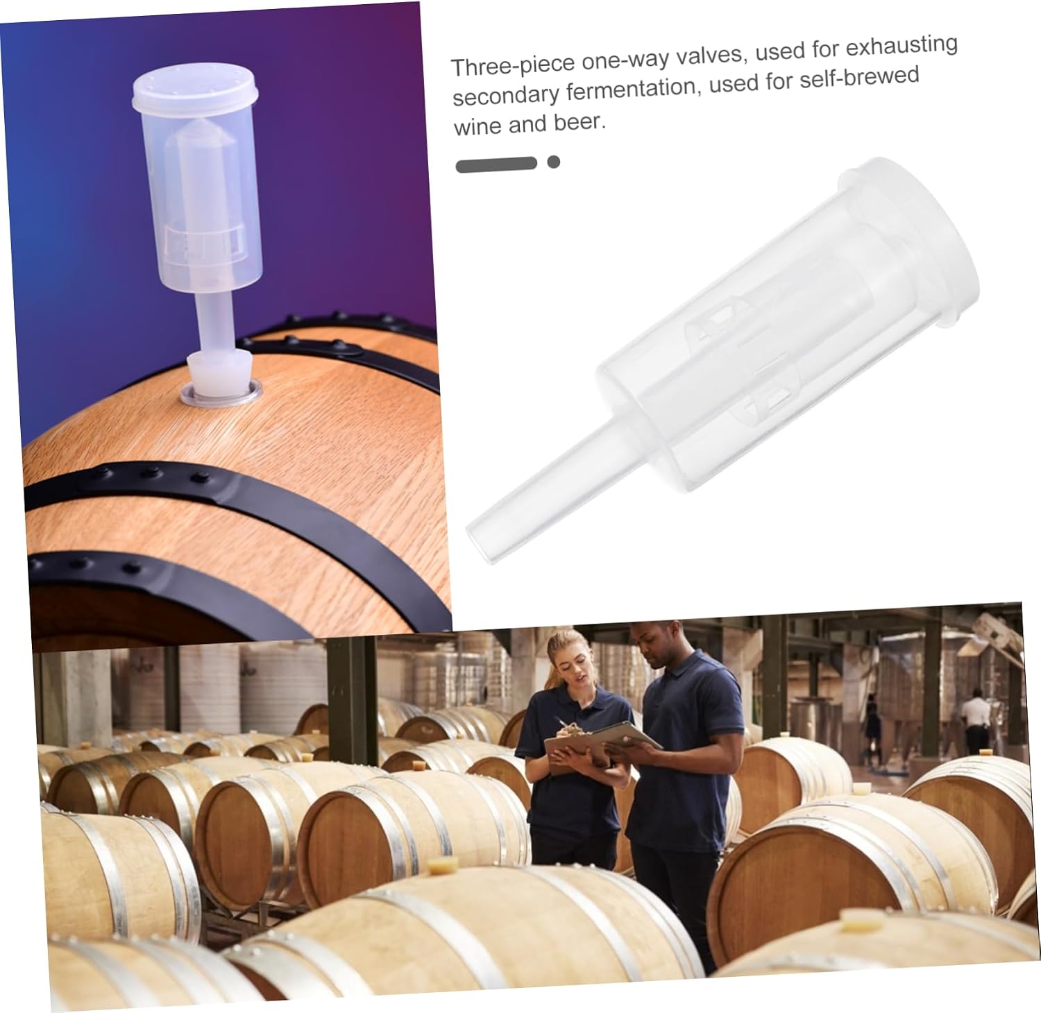 3-Piece One-Way Valve Set for Brewing Plastic Stopper Check Valve for Beer and Wine Fermentation Suitable for Homebrewing Supplies