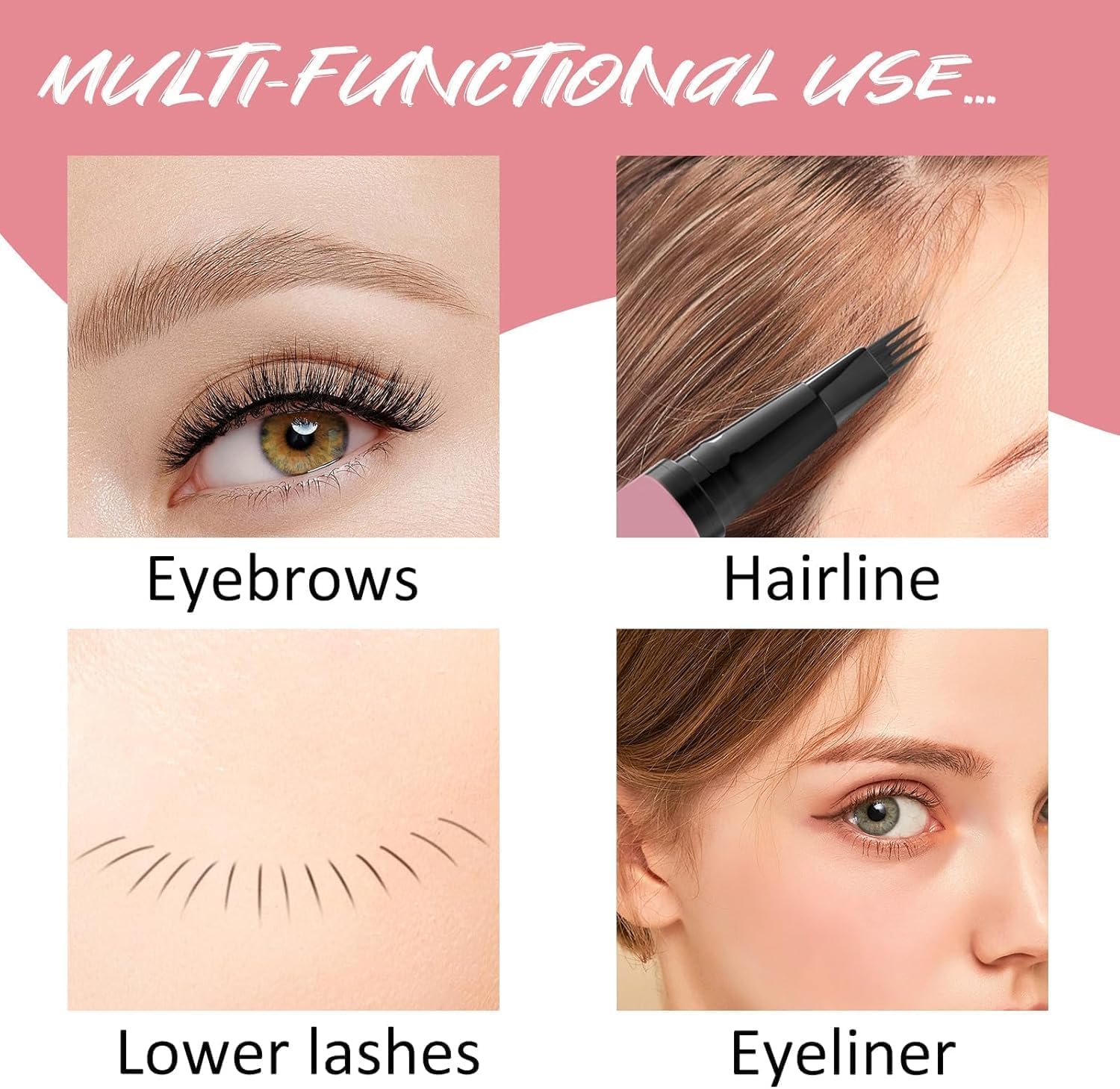 Waterproof Eyebrow Pencil, 2026 New Microblading Eyebrow Pencil, 4D Hair Effect Eyebrow Pen, Waterproof & No Transfer, Natural Eyebrow Hair Effect (Dark Brown x 1) - 4