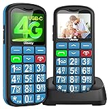 uleway 4G Seniorenhandy Mobiltelefon Ohne Vertrag,Senioren Handy mit Große Tasten,Rentner Handy Großtastenhandy mit USB-C, 1.7 Zoll LCD, SOS-Funktion,Taschenlampe,Ladestation,Verwendung der Nano-SIM