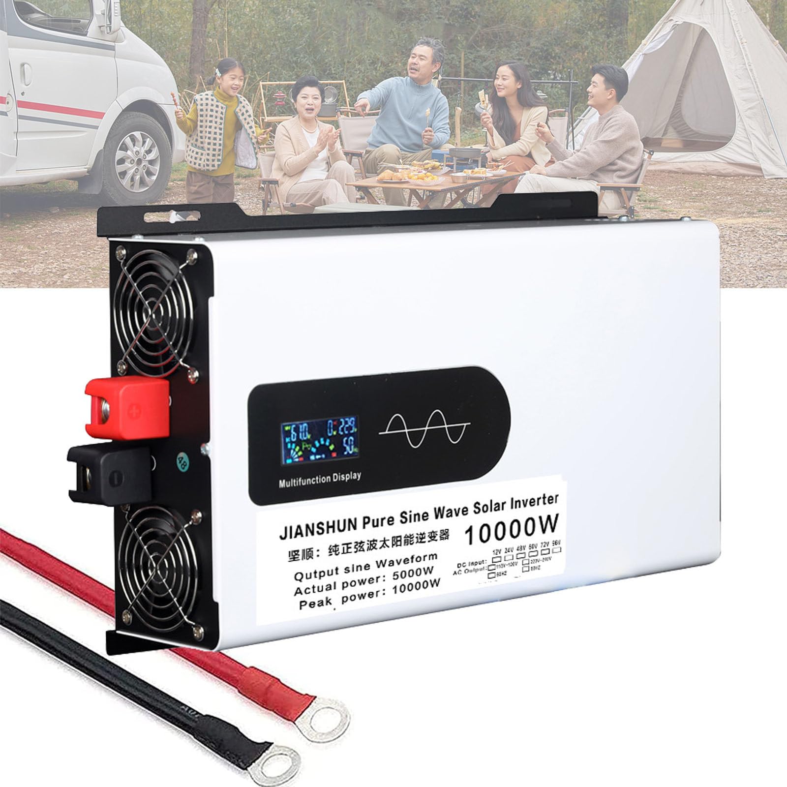 Ymaomao 10000W Power Inverter Pure Sine Wave Inverter 5000W 6000W 8000W 12000W Pure Sine Wave Inverter Dc 12V 24V 48V 60V To Ac 110V/220V Power Converter Adaptor Home Solar Inverter Power Bank,-12V