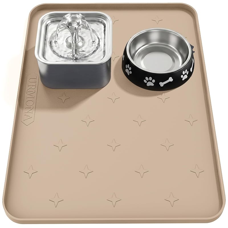 Tapete para Caixa de Areia e Alimentação de Silicone URMONA Impermeável Khaki 63,5 x 50,8 cm