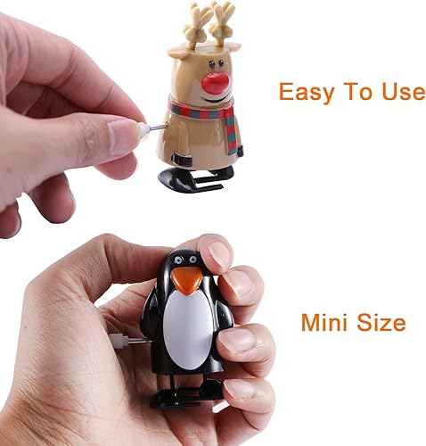 Miniatura 6 de Juguetes de cuerda de Navidad, 8 piezas surtidas de juguetes de cuerda, mini juguetes de relojería para niños, regalos de fiesta, juguetes para