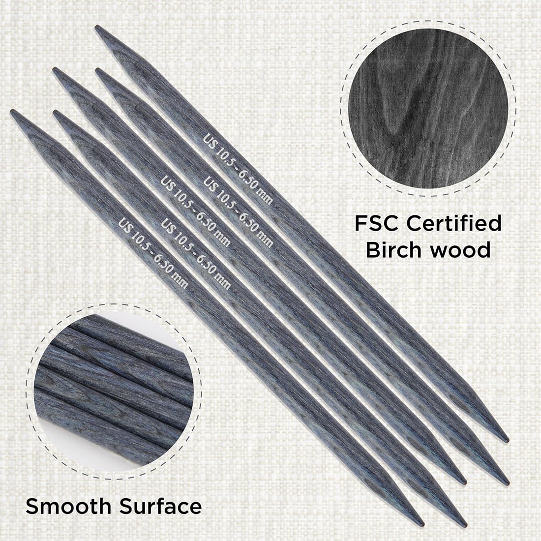 KnitPro Dreamz Double Pointed Needles 6" (15cm), Purple Passion, 6.50mm - Image 2