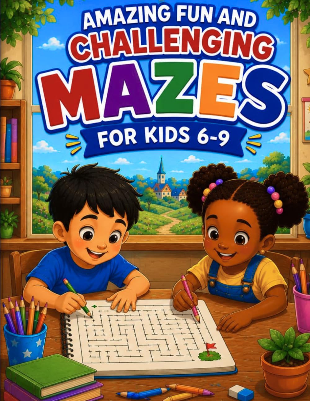 Amazing Fun and Challenging Mazes for Kids 6-9: Easy to Challenging Hand-Drawn Maze Activity Book-Fun&Educational.