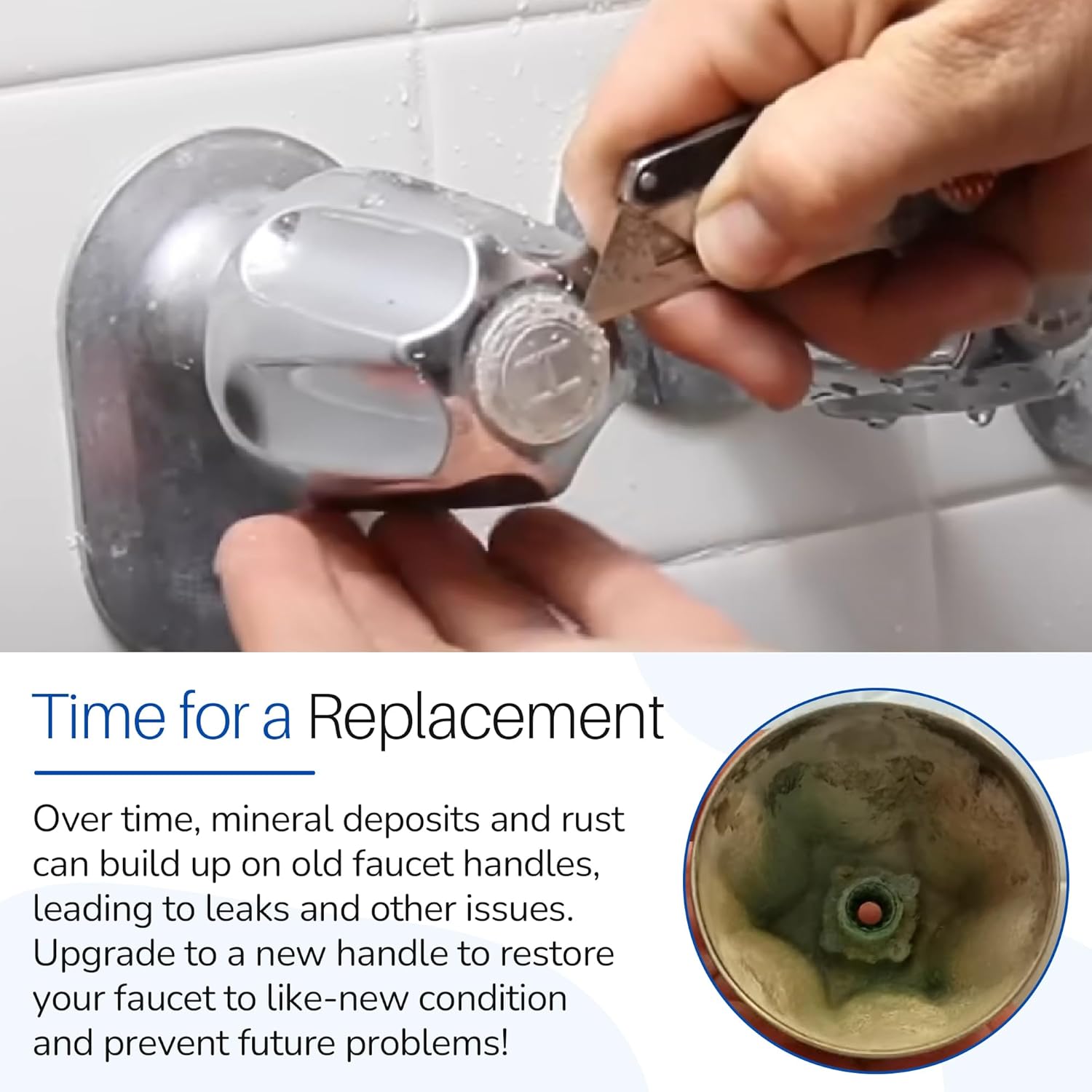 3 Piece Shower Knobs Replacement Compatible with Price/Pfister Verve Tub Shower, Bathtub Faucet Handle Remodel Trim Kit Includes Hot/Cold/Diverter Knob and 3 Screws(Chrome)