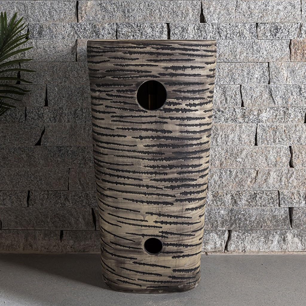 Pedestal Sinks Ceramic Integrated Basin Household Floor-Standing Wash Courtyard Art Balcony Outdoor Pool Bathroom Sink (A)