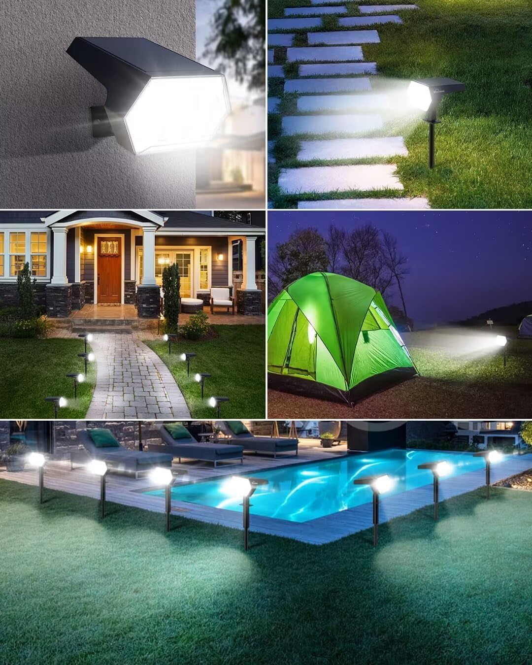 Spot Lights Outdoor, 2-in-1 Yard Lights Suitable for Yard, Garden, Pathway, Driveway, Walkway, 108 LEDs, 4 Bright Modes Solar Spot Laights Outdoor with IP65 Waterproof, 2 Pcs