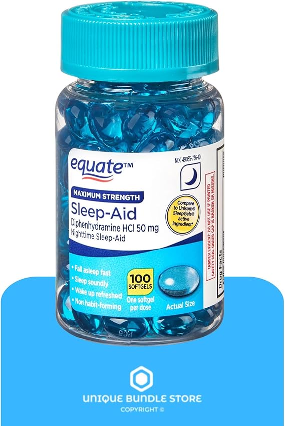 Maximum Strength Nighttime Sleep Aid 50mg 100 Softgels, Night Time Sleep Support for Adults, Non-Habit Forming Sleeping Aid, Sleep Pills + 7 Day Pill Organizer Included (Pack of 2)