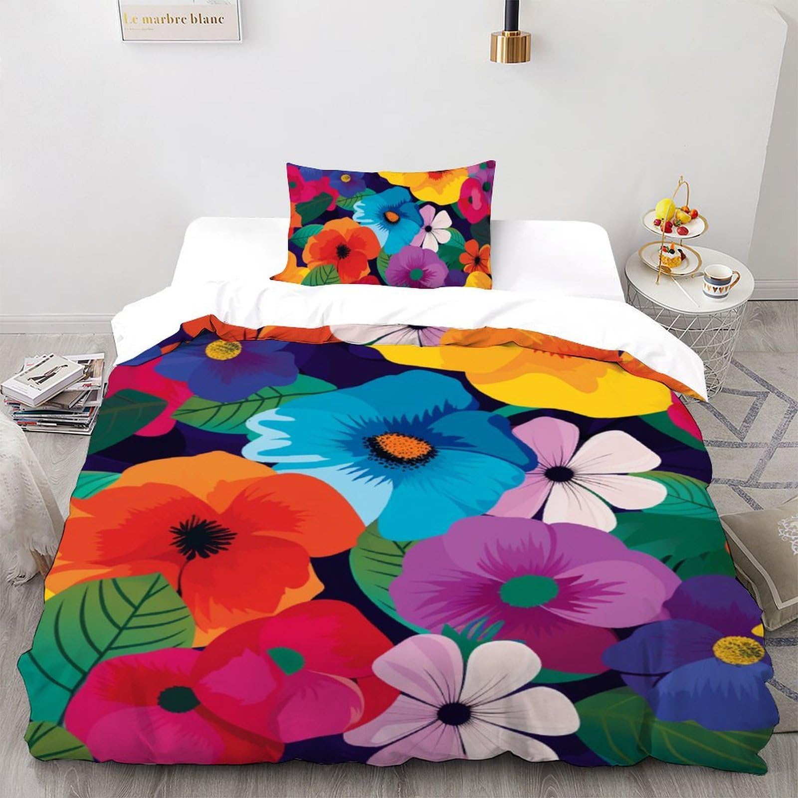 Housse de couette 3D enfants hypoallergénique et douce pour lit une place avec zip
