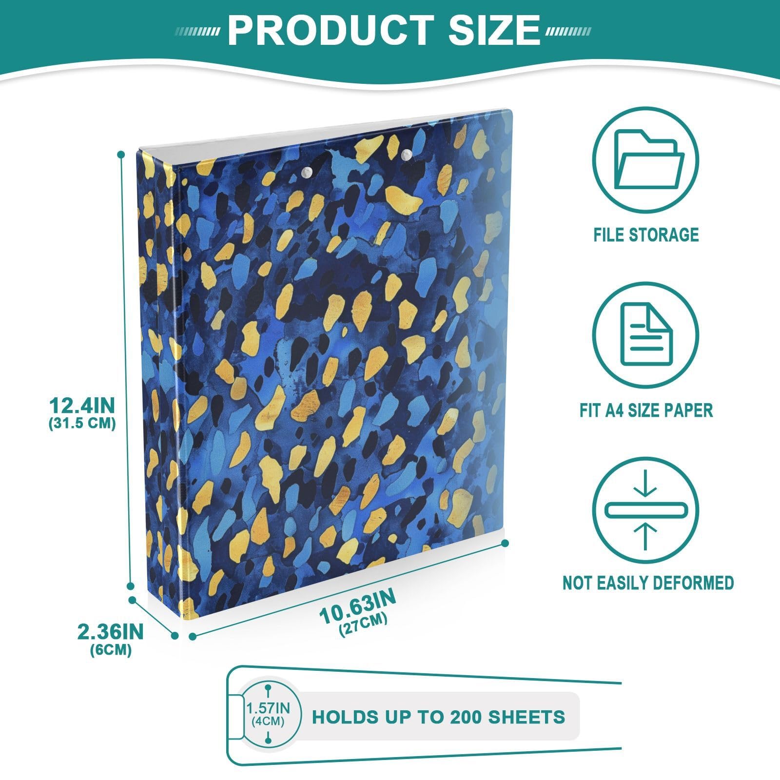 Raccoglitori scolastici da 3,8 cm con stampa leopardata, colore blu