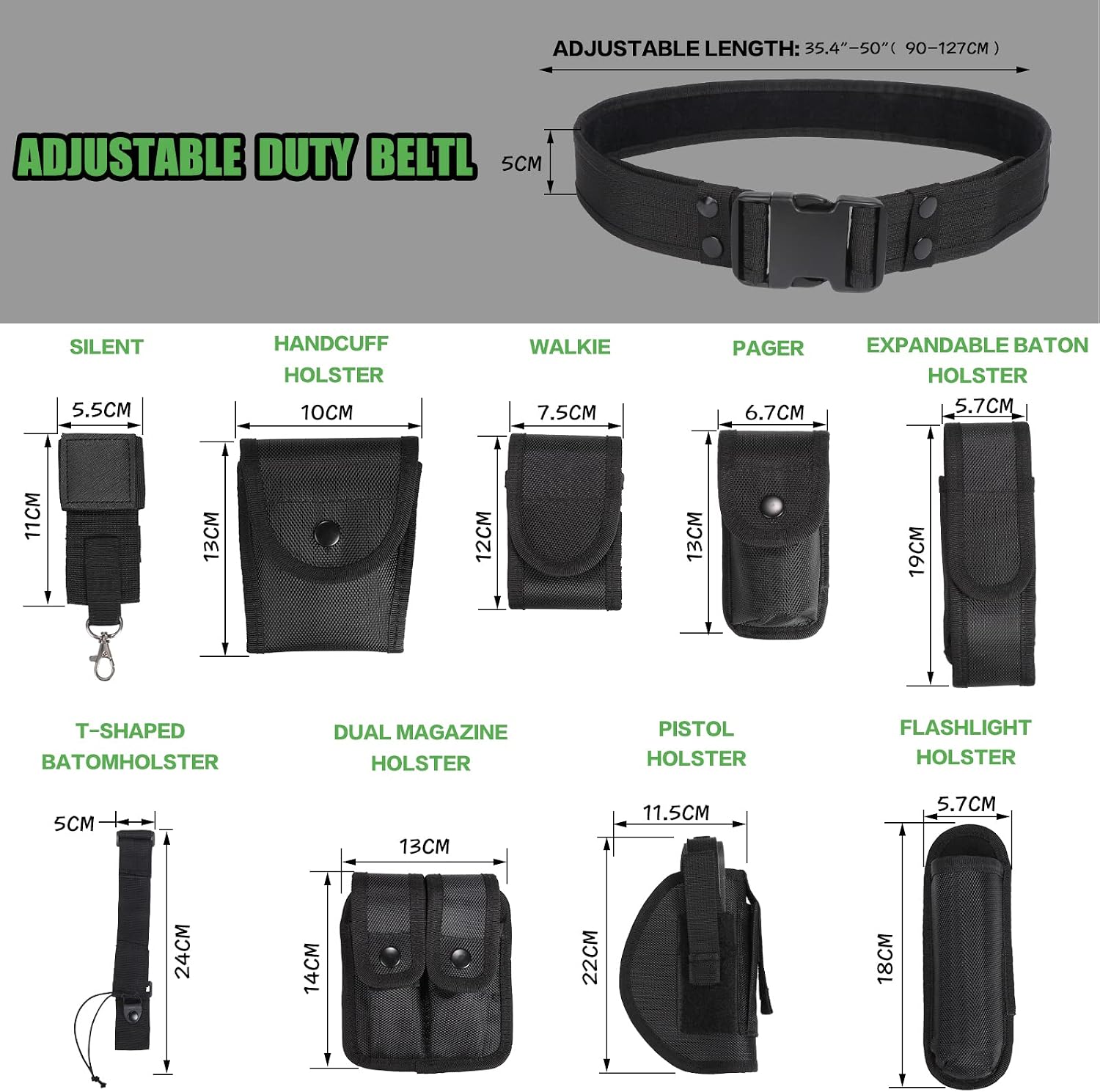 abcGoodefg Modular Equipment Security Utility Tactical Belt with Components Pouches Bags Holster for Guard Security Hunting
