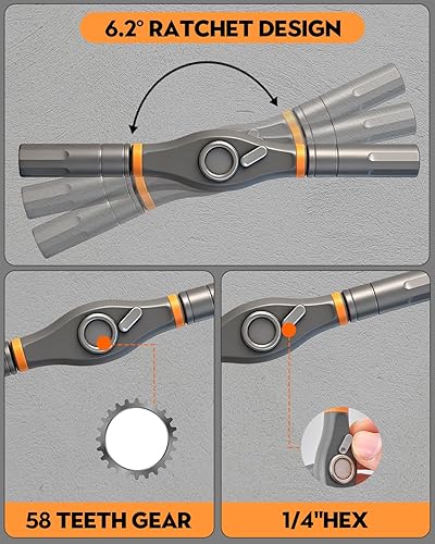 Miniatura 7 de Saker Kit de destornilladores magnéticos 42 en 1 con mango en T de trinquete y caja de almacenamiento compacta, juego de puntas múltiples para el
