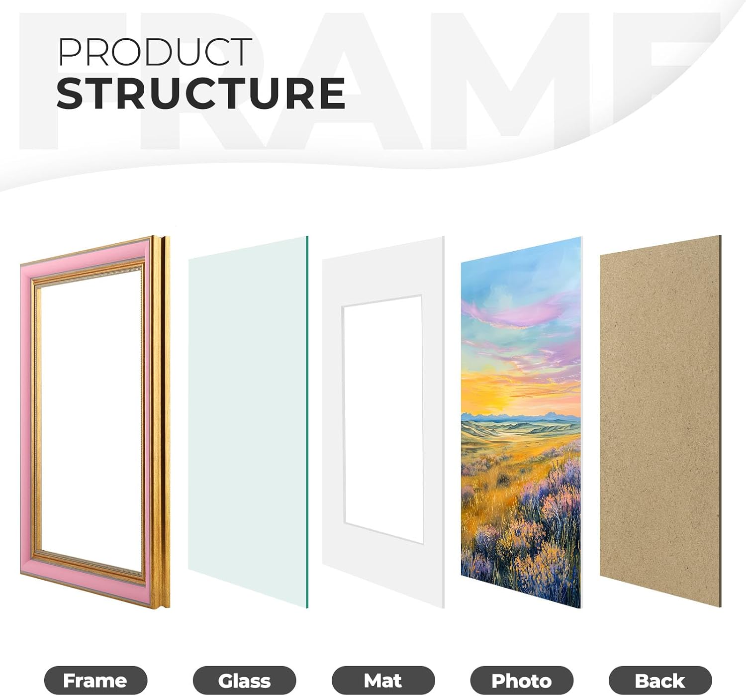 Space Art Deco,11x14 Picture Frame for 8x10 Photo with Mat or 11x14 Artwork Without Mat, Real Glass & Wall Mounting (Pink Gold)