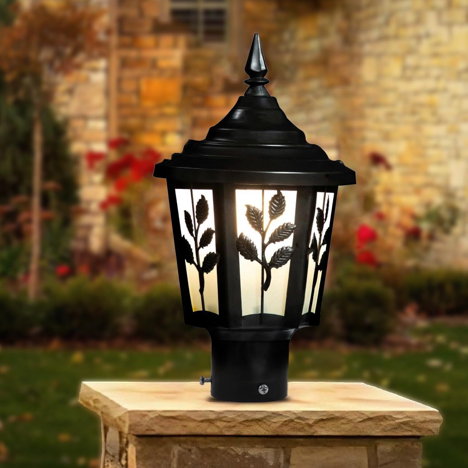 Waterproof Black Tree Leaf Design Outdoor Gate Light for Pillar and Boundary Wall – Black Finish (Bulbnot Incl.) (1 Piece)-picture-21