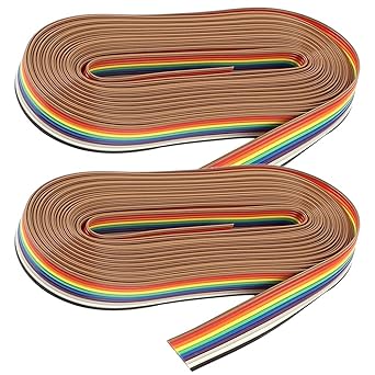 Hydraulic Pneumatic Tool Accessories- 2 Rolls 10 Rainbow Cable Flat Flexible Ribbon Jumper Cable IDC Rainbow Cable for Home Store (10M/ Roll Colorful)