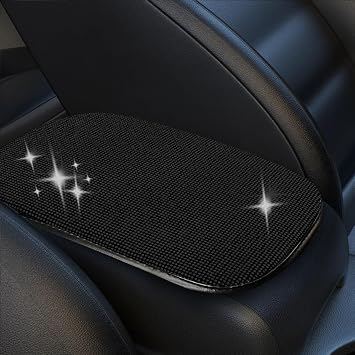 ZIMISI 11.98.4 Bling Car Center Console Cover, Crystal Diamond Arm Rest Cover for Car, Soft Elbow Pillow Automotive Armrest Seat Box Cover, Arm Rest Protective Cushion Pad for Women Men Black