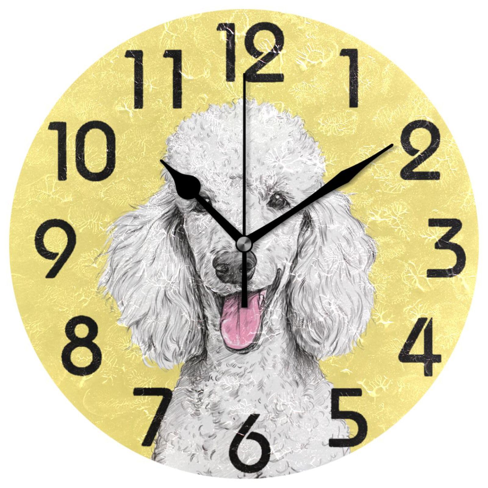 Horloge caniche blanc muette 25,4 cm avec pile deco de chambre