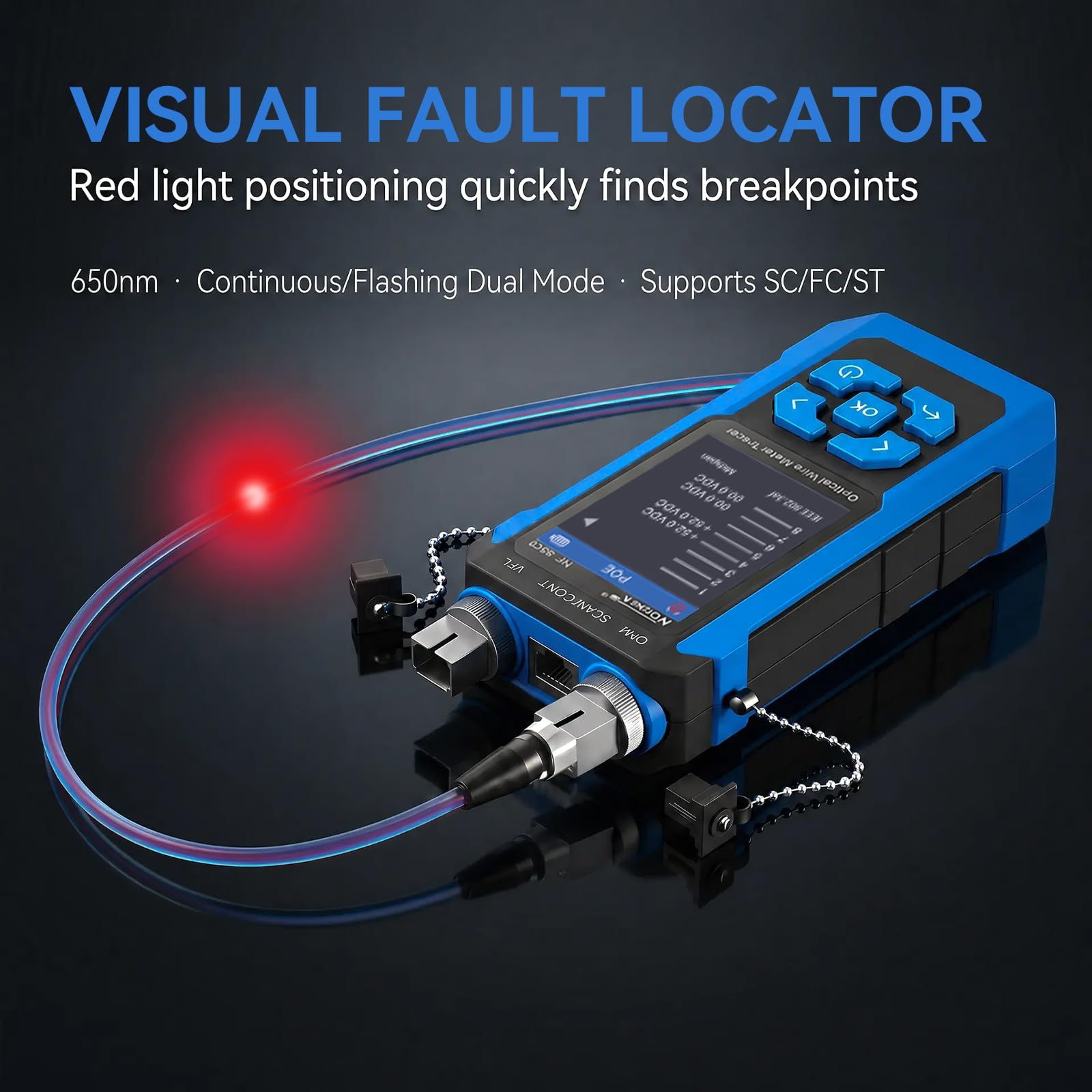 NOYAFA NF-8518 Netzwerkkabeltester mit Optischem Leistungsmesser - RJ45/RJ11, VFL, PoE, NCV, Längentest, Wire Mapping für CAT5/CAT6