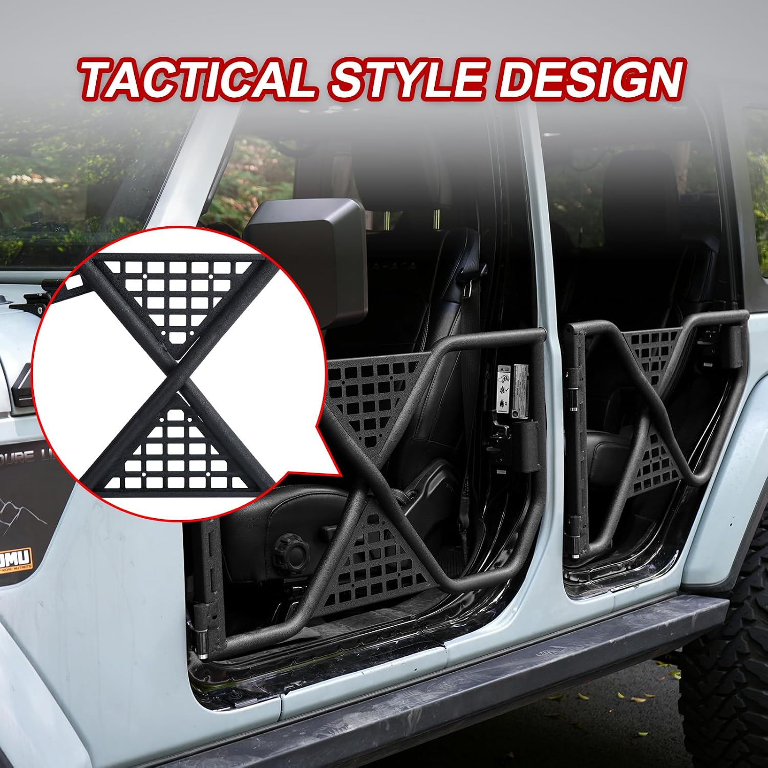 JL Gladiator Doors Tube Half Door Guards with Rear Side View Mirror Compatible with Jeep Wrangler JL Unlimited | Gladiator JT 2018-2024(4 Door,Stainless Steel)