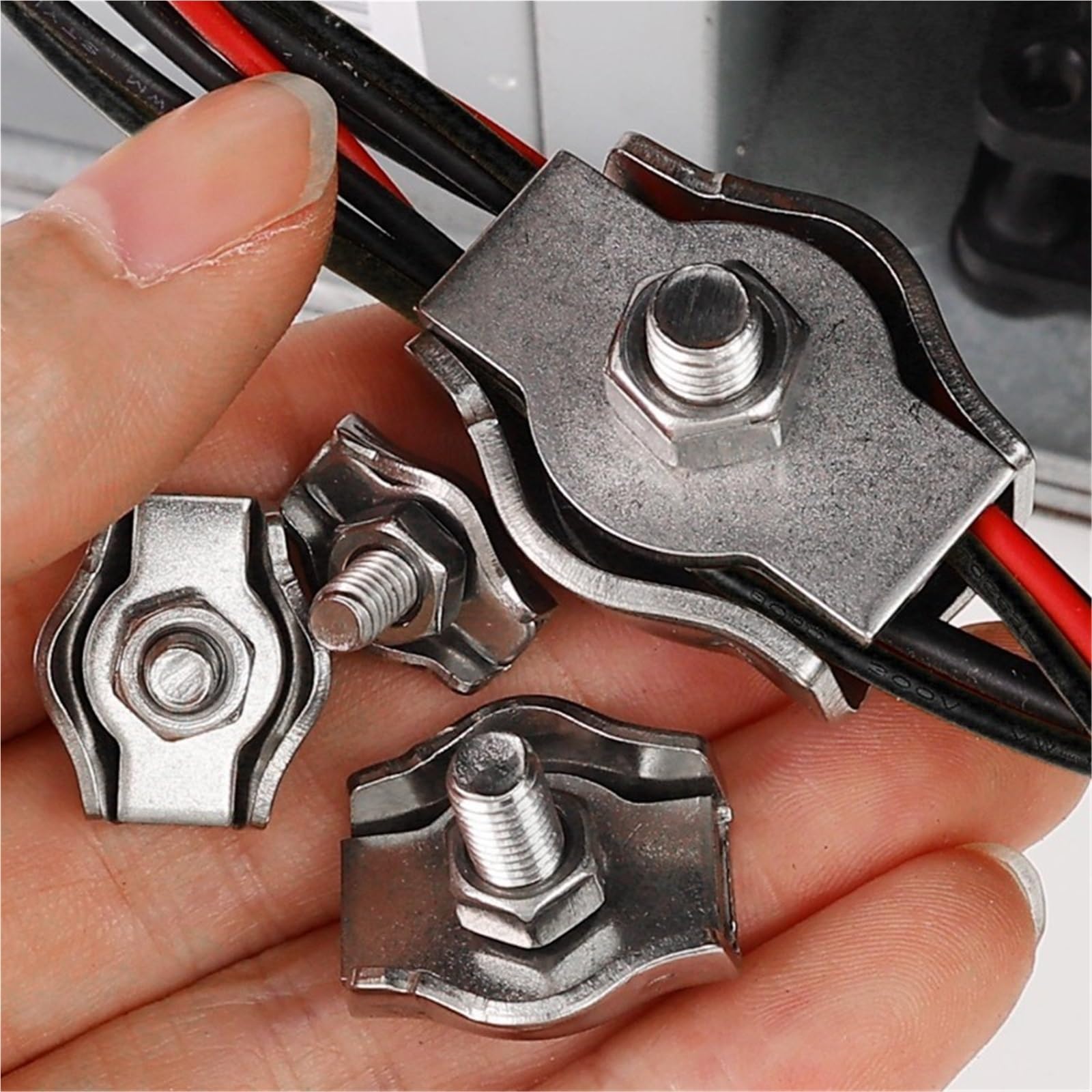 Morsetti Per Filo Stendibiancheria Morsetti for fune metallica in acciaio inossidabile Impugnature singole for cavi Morsetto for puntali for kit di ferramenta for rigging balaustra(M5-30pcs)
