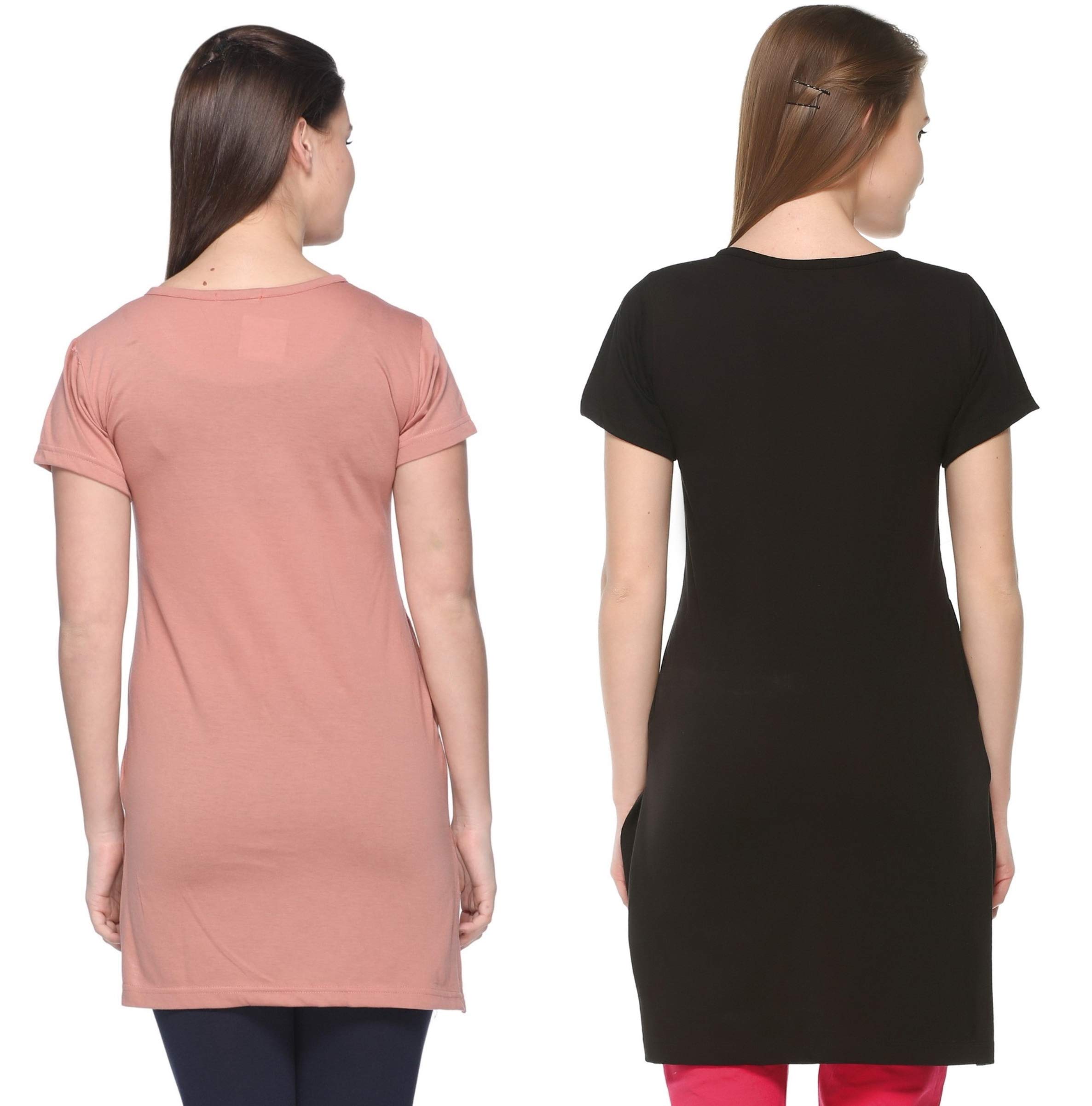 In Love Long Casual Medium Sleeves Tshirts for Women (Combo) (Deep Black :: English Brown) (XXXX-Large-48) - Image 3 thumbnail