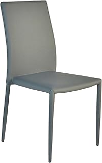 Esidra 9455-07 Set di 2 Sedia, Ecopelle, Grigio, 46x43x82 cm
