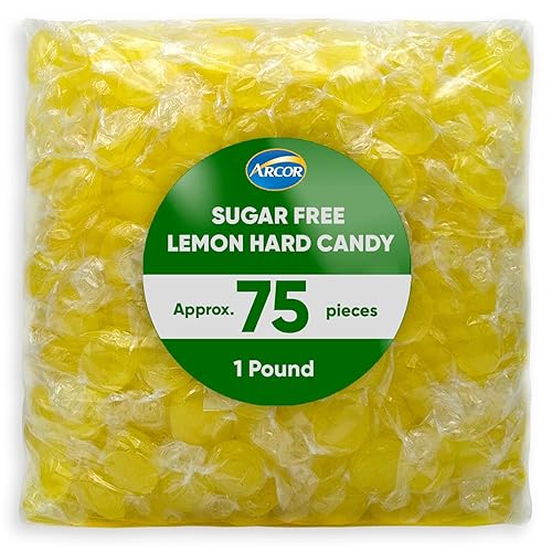 Arcor Lemon Drops - Caramelos sin azúcar, caramelos duros a granel, 1 libra de aproximadamente 75 caramelos de menta sin azúcar, dulces a granel